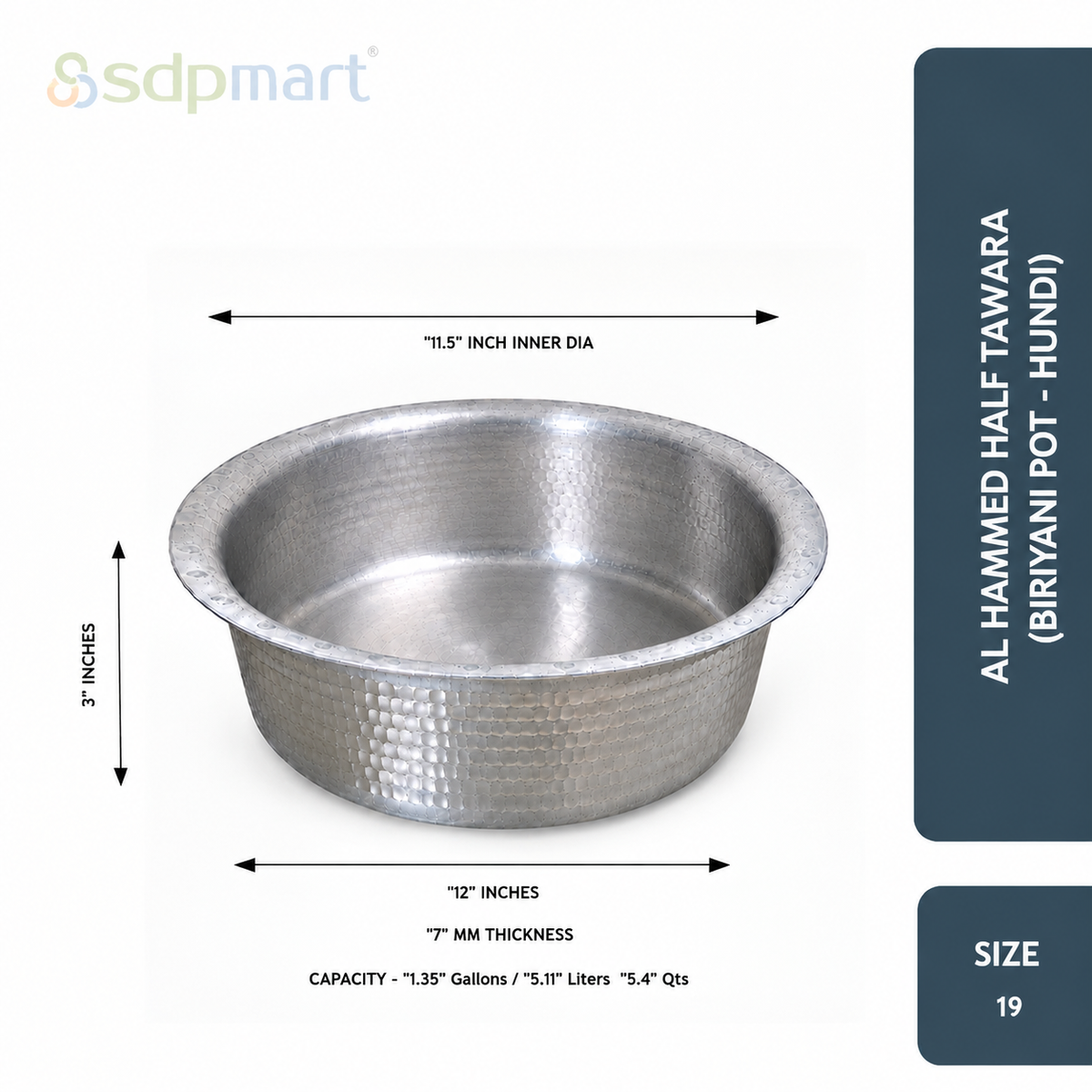 SDPMart Aluminum Hammed Half Tawara - (Biriyani Pot-Hundi)