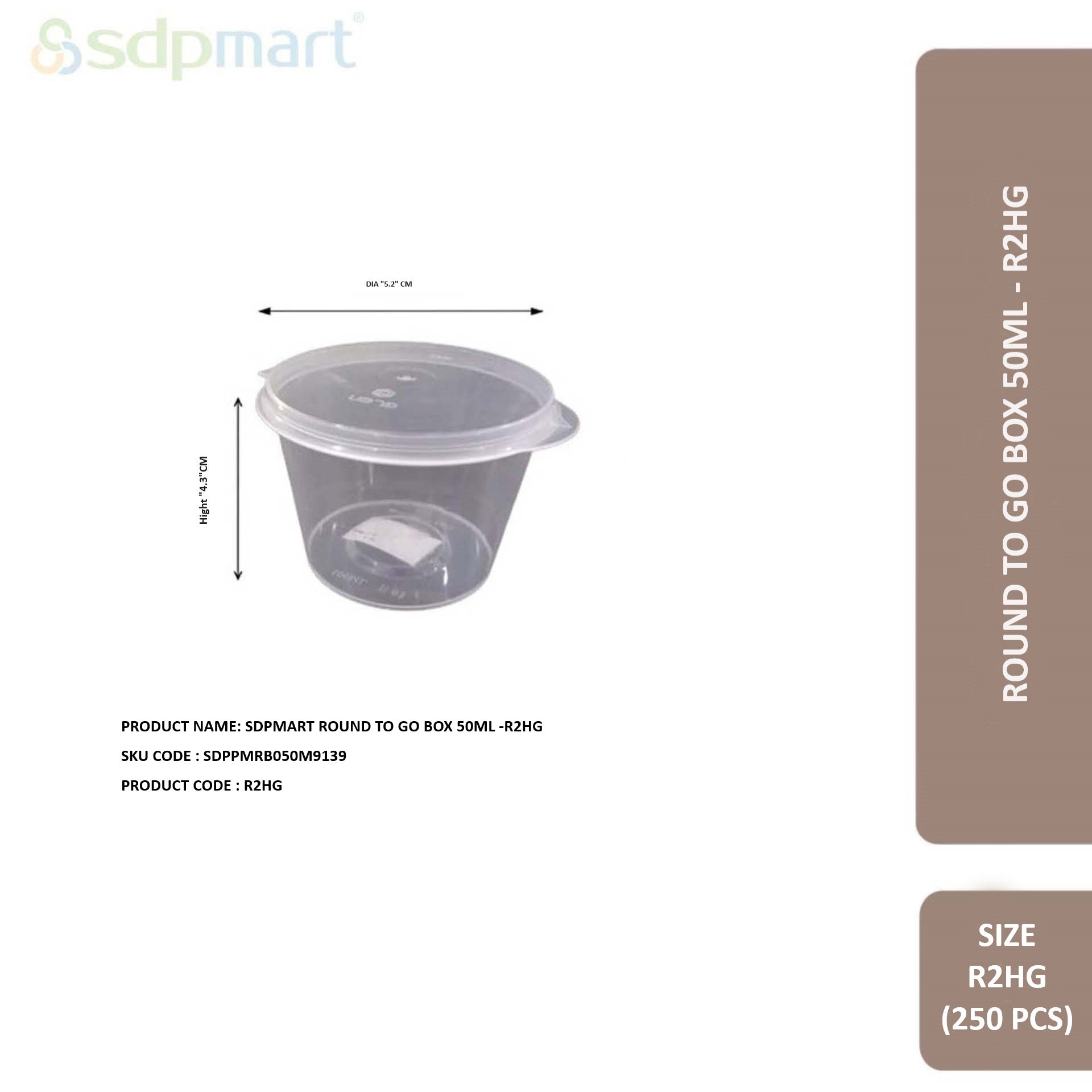 SDPMart Round To Go Box 50ml -R2HG