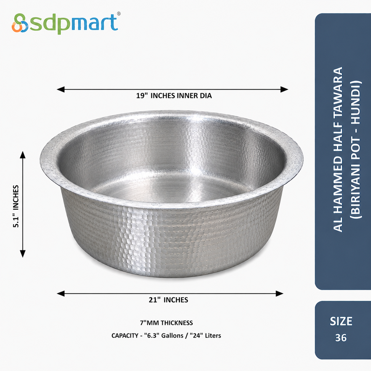 SDPMart Aluminum Hammed Half Tawara - (Biriyani Pot-Hundi)