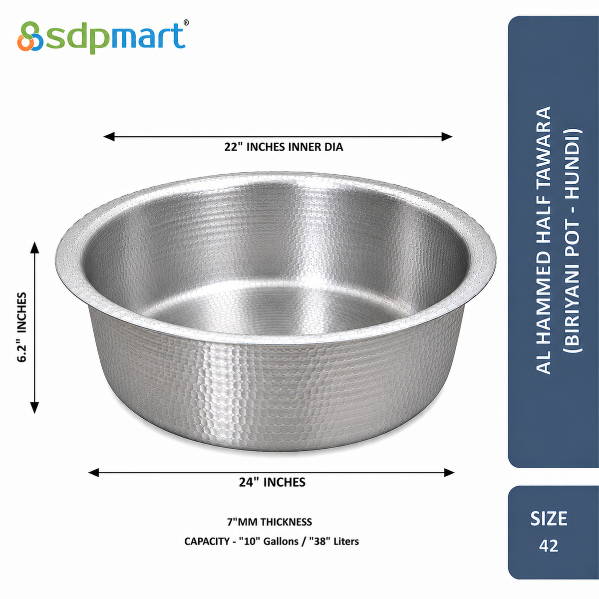 SDPMart Aluminum Hammed Half Tawara - (Biriyani Pot-Hundi)