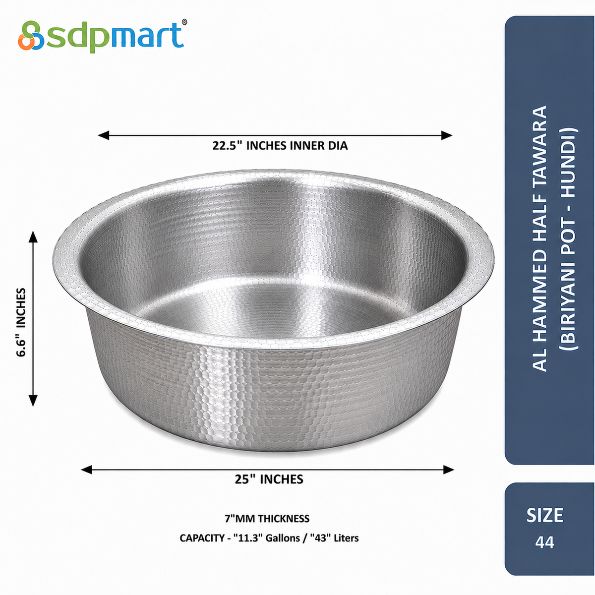 SDPMart Aluminum Hammed Half Tawara - (Biriyani Pot-Hundi)