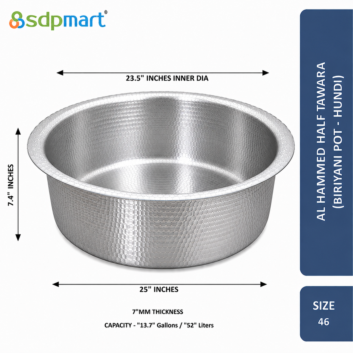 SDPMart Aluminum Hammed Half Tawara - (Biriyani Pot-Hundi)