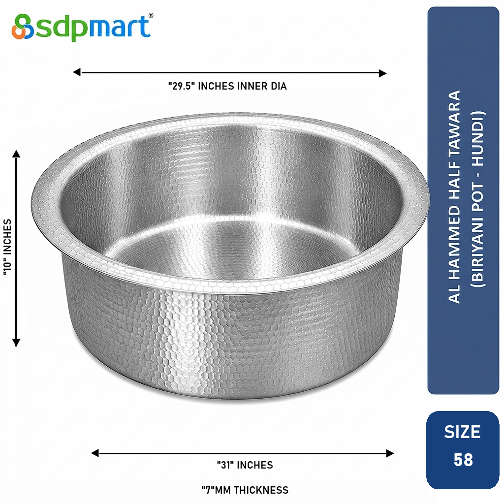SDPMart Aluminum Hammed Half Tawara - (Biriyani Pot-Hundi)
