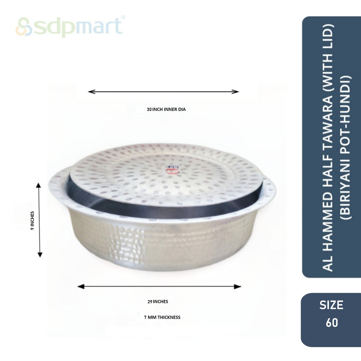 SDPMart Aluminum Hammed Half Tawara - (Biriyani Pot-Hundi)