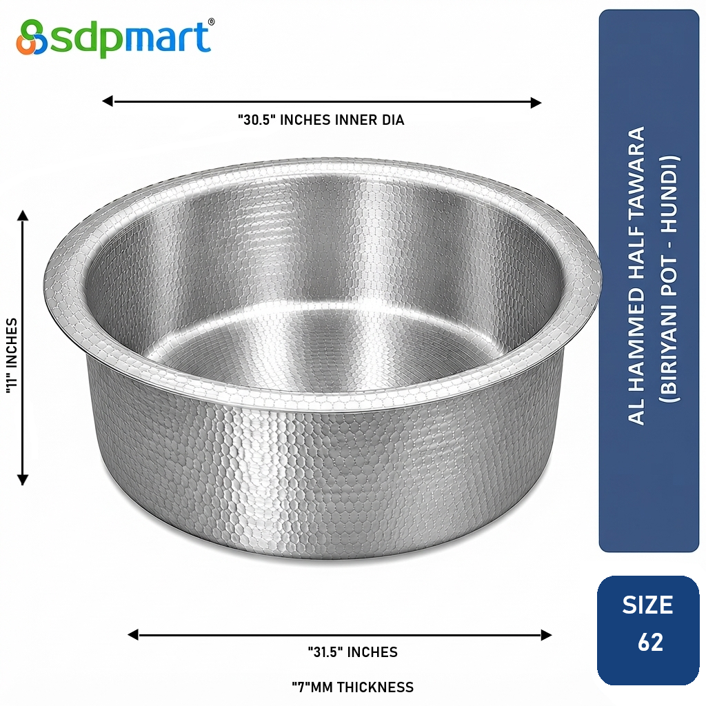 SDPMart Aluminum Hammed Half Tawara - (Biriyani Pot-Hundi)