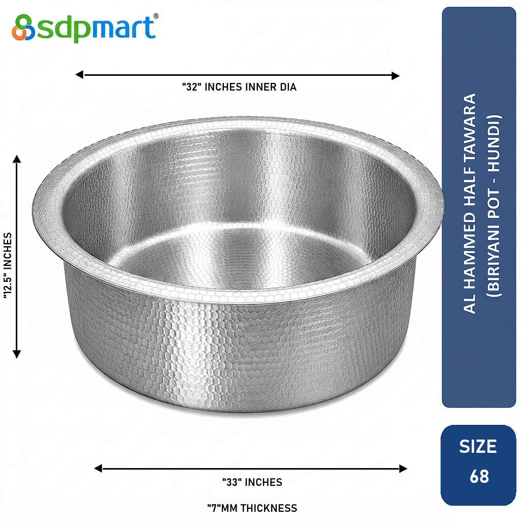 SDPMart Aluminum Hammed Half Tawara - (Biriyani Pot-Hundi)