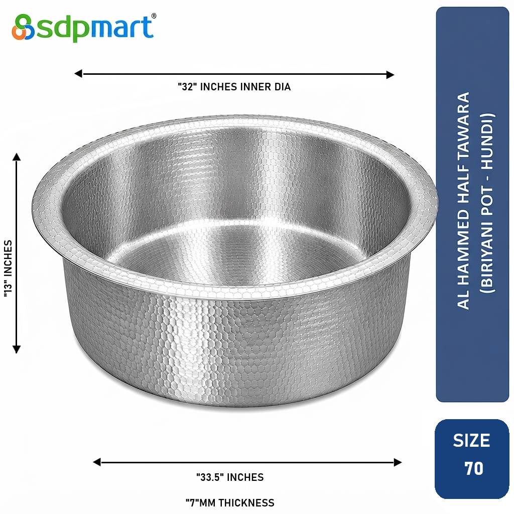 SDPMart Aluminum Hammed Half Tawara - (Biriyani Pot-Hundi)