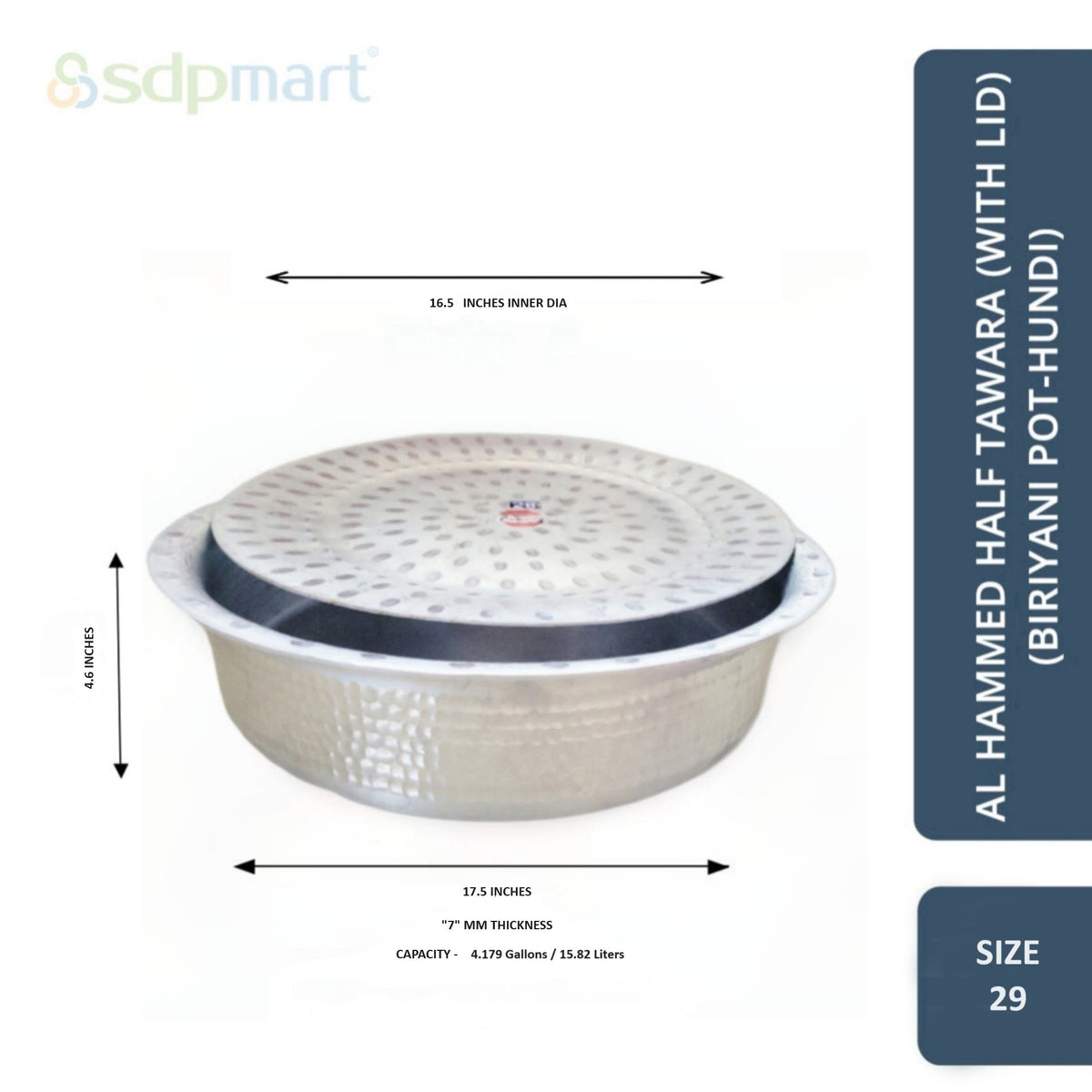 SDPMart Aluminum Hammed Half Tawara - (Biriyani Pot-Hundi)