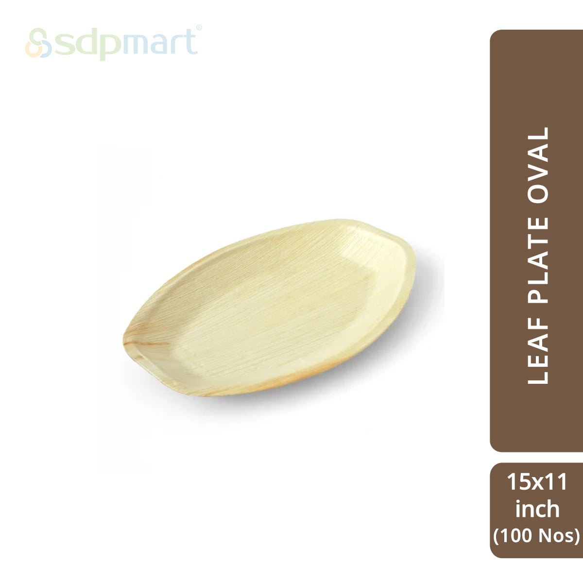 SDPMart Premium Palm Leaf Plate Oval 15x11 INCH (100 Nos)
