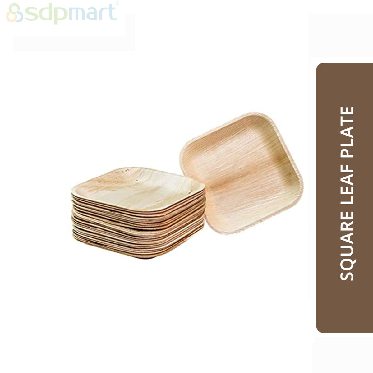 areca palm disposable plates SDPMart Premium Palm Leaf Plate Square 8 INCH (100 Nos)