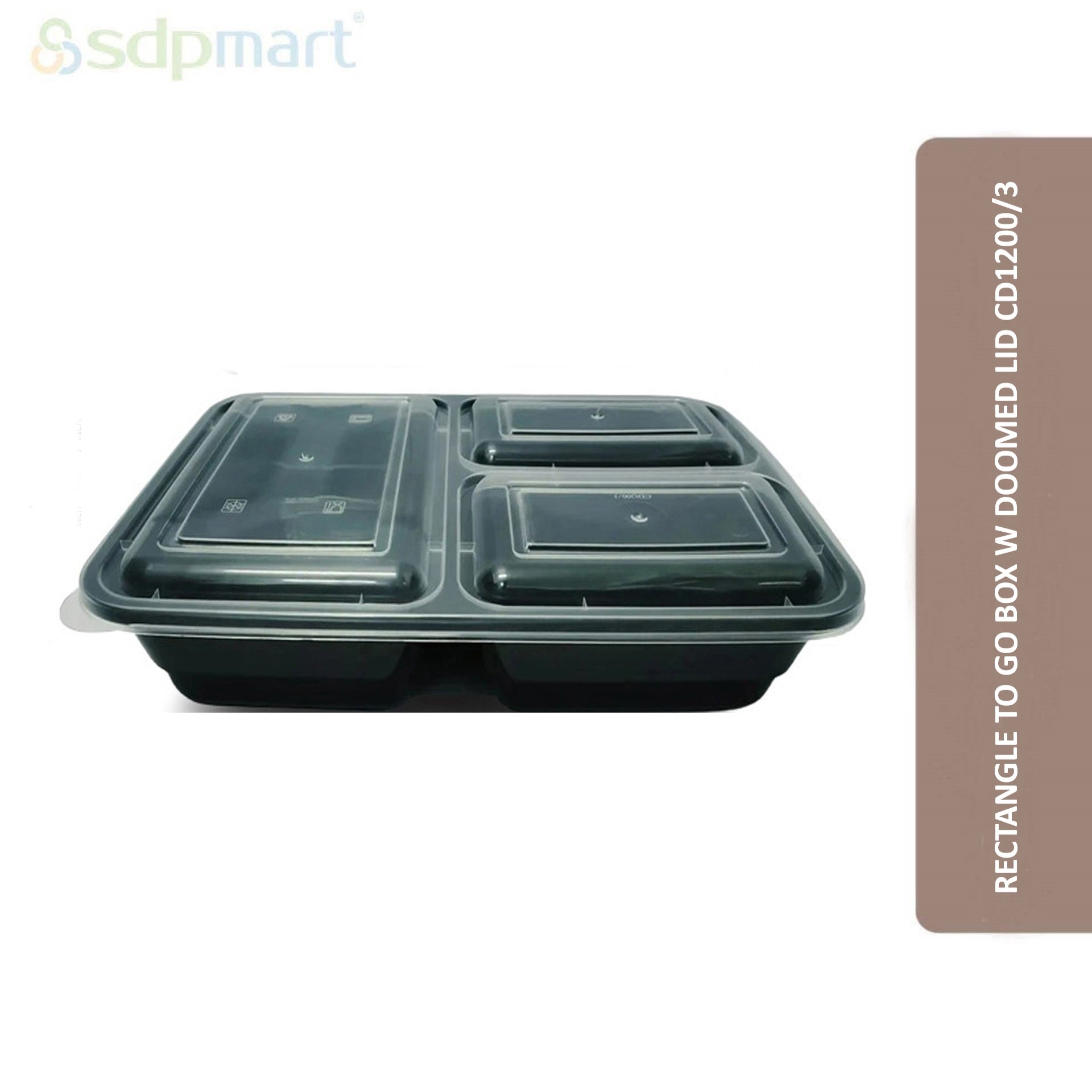 SDPmart Rectangle To Go Box W Doomed Lid CD1200/3