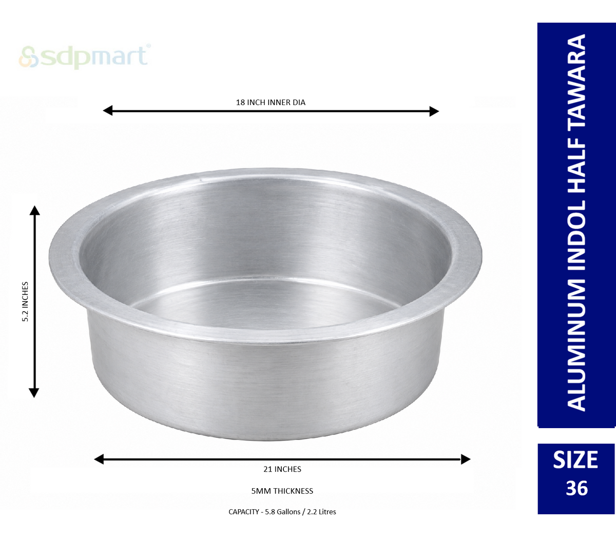 SDPMart Aluminum Half Tawara W-Lid (Biriyani Pot-Hundi)