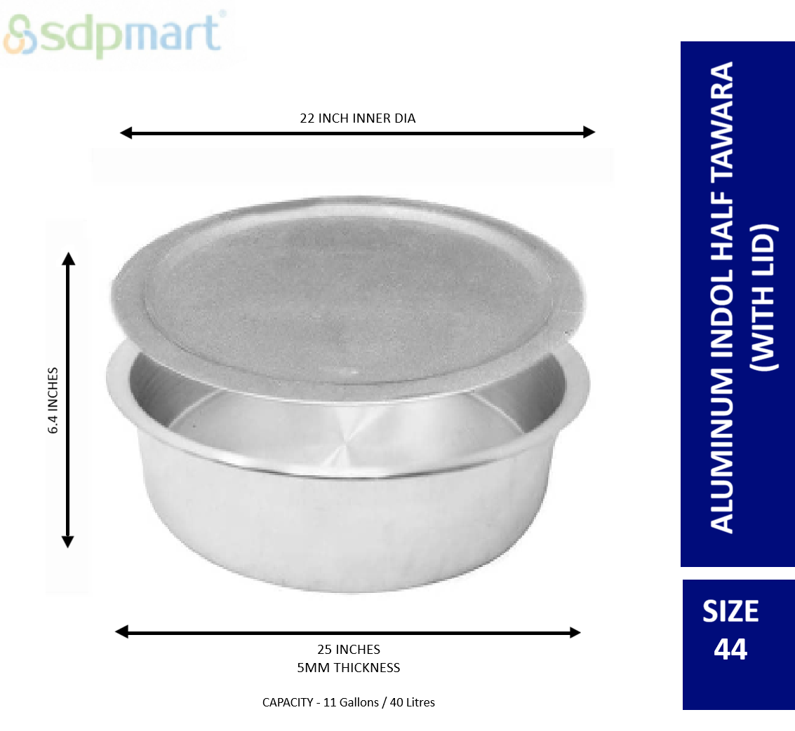 SDPMart Aluminum Half Tawara W-Lid (Biriyani Pot-Hundi)