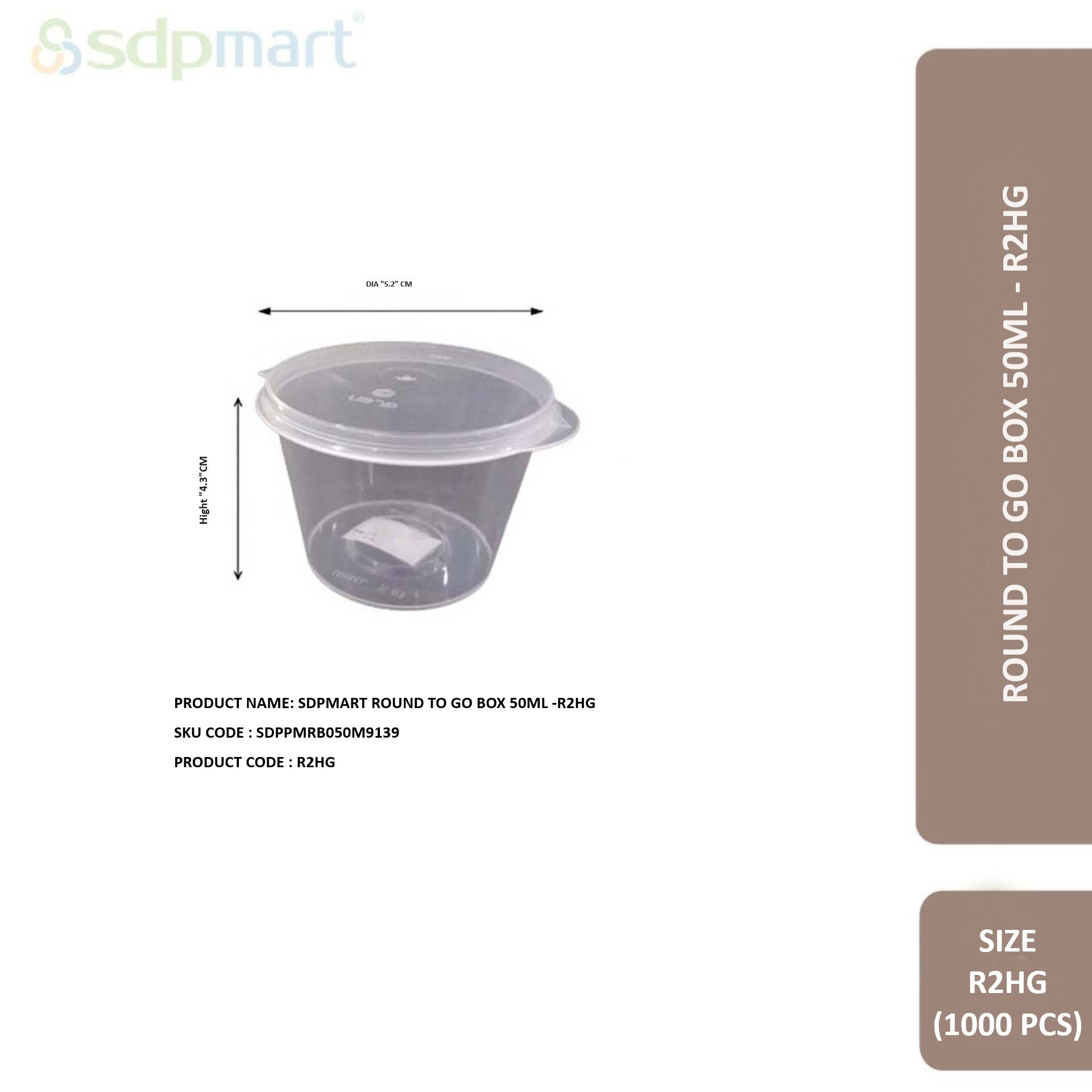 SDPMart Round To Go Box 50ml -R2HG