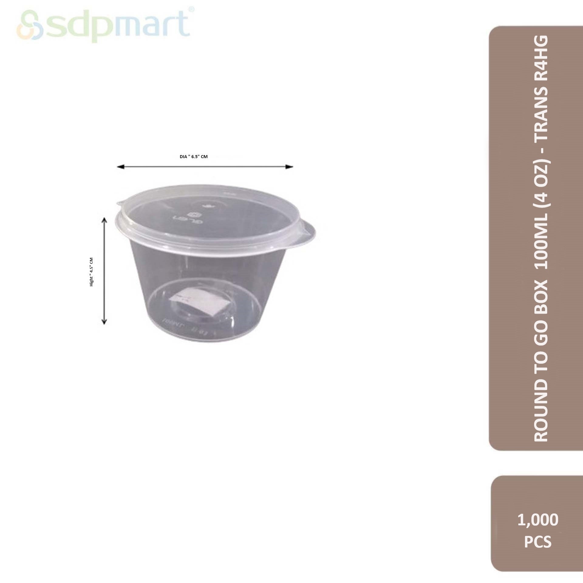 SDPMart Round To Go Box 100ml (4 oz) - Trans R4HG