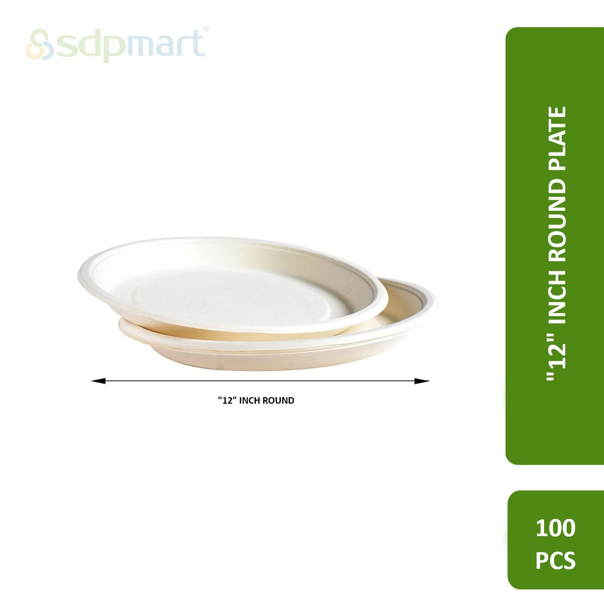 SDPMart Bagasse Plate 12 INCH ROUND