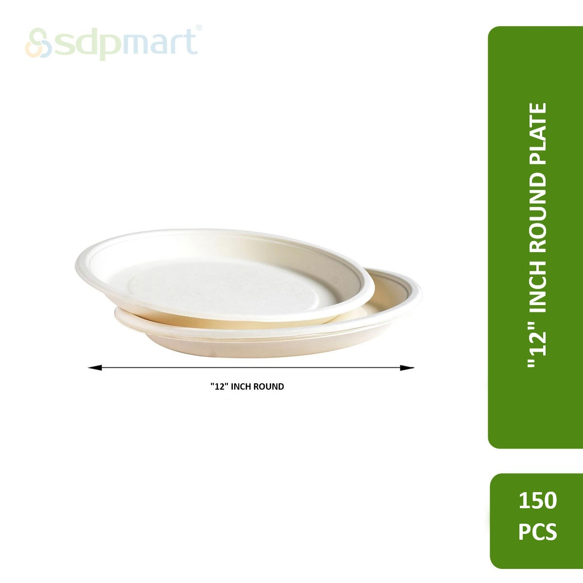 SDPMart Bagasse Plate 12 INCH ROUND