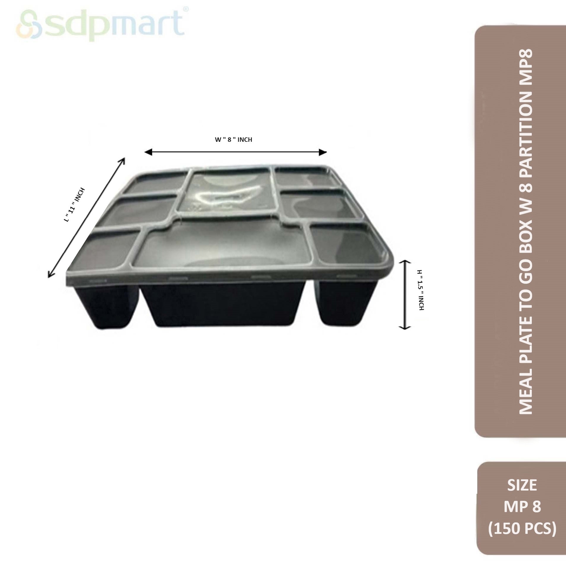 SDPmart Meal Plate To GO Box W 8 Partition (MP8)