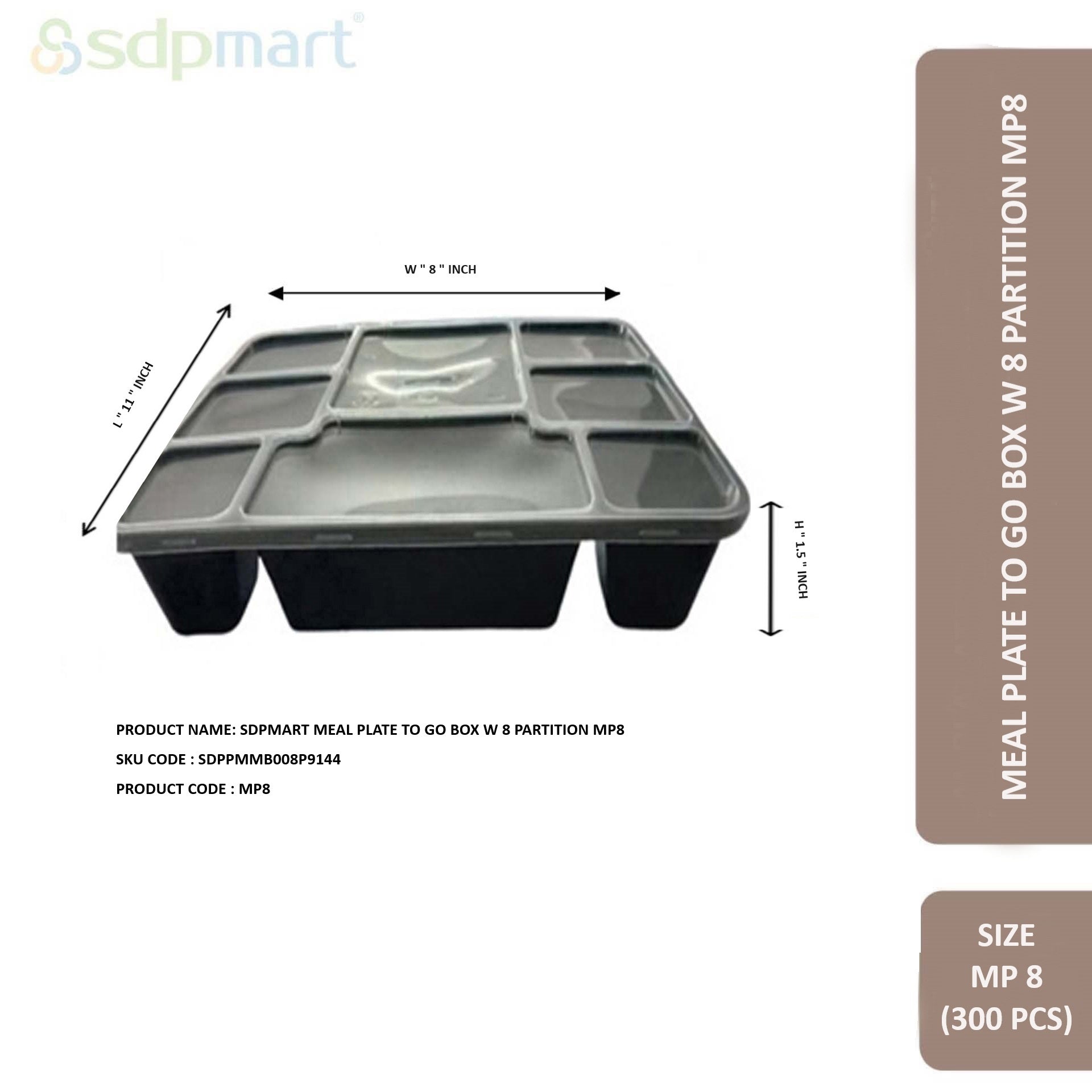 SDPmart Meal Plate To GO Box W 8 Partition (MP8)