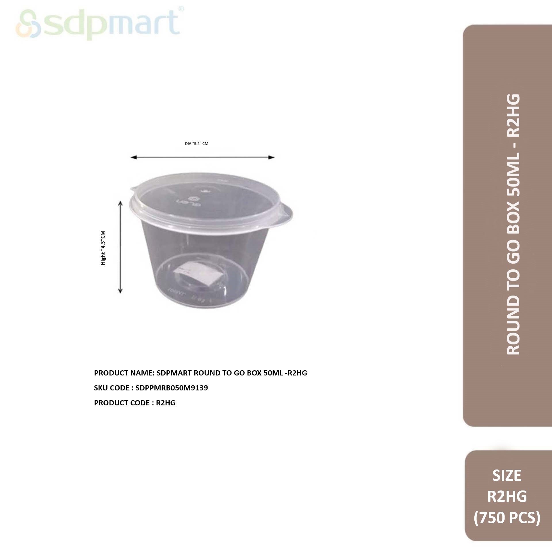 SDPMart Round To Go Box 50ml -R2HG
