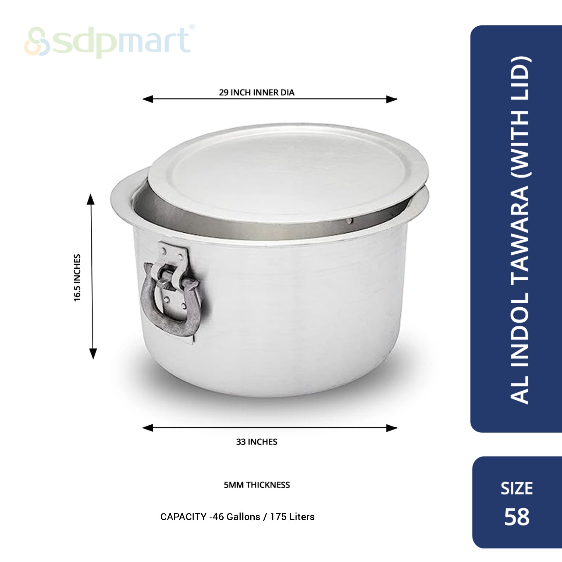 SDPMart Aluminum Full Tawara W/Lid