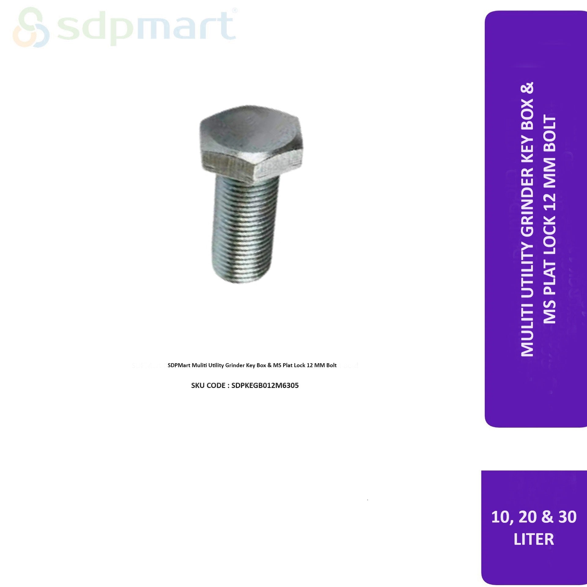 SDPMart Muliti Utility Grinder Key Box & MS Plat Lock 12 MM Bolt