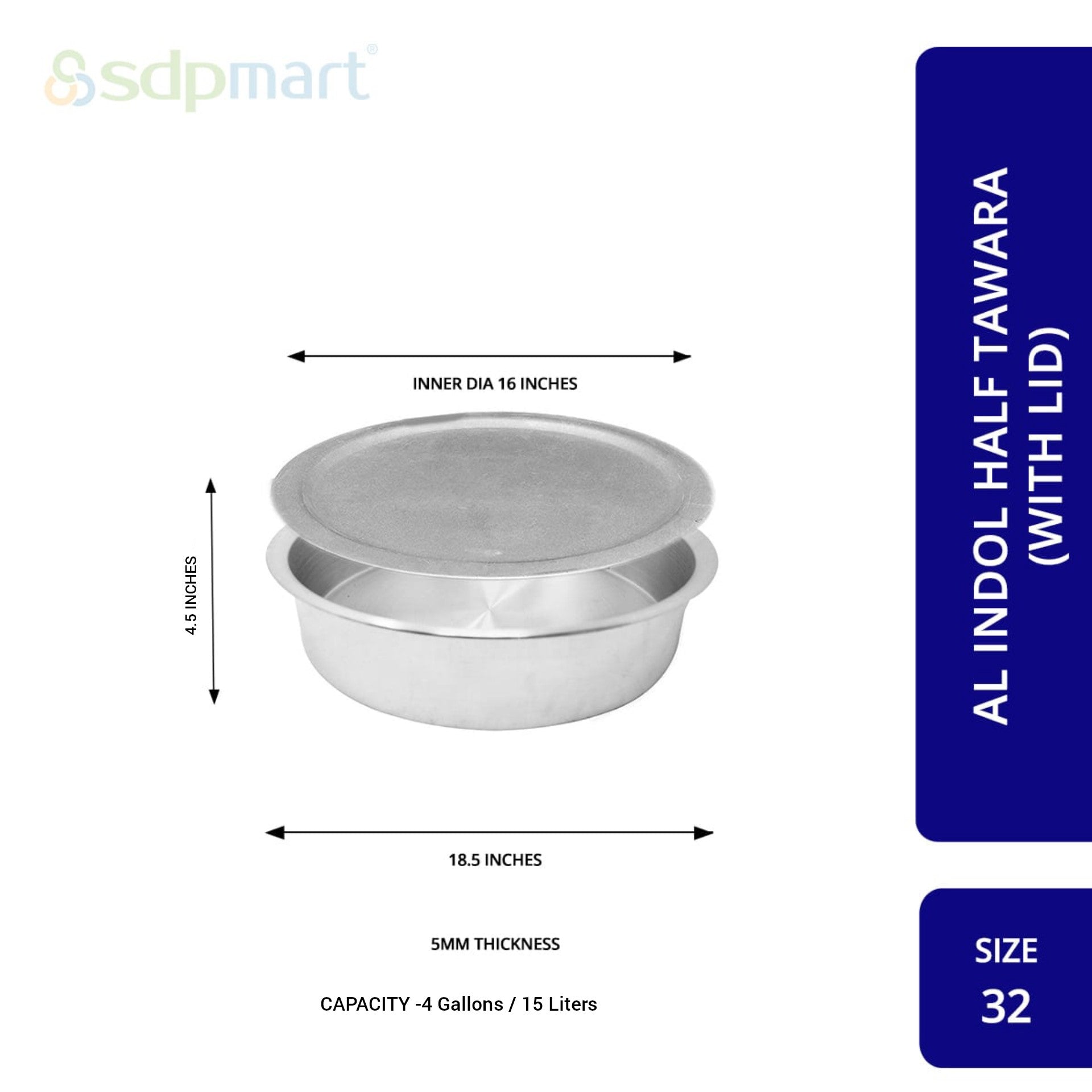 SDPMart Aluminum Half Tawara W-Lid (Biriyani Pot-Hundi)