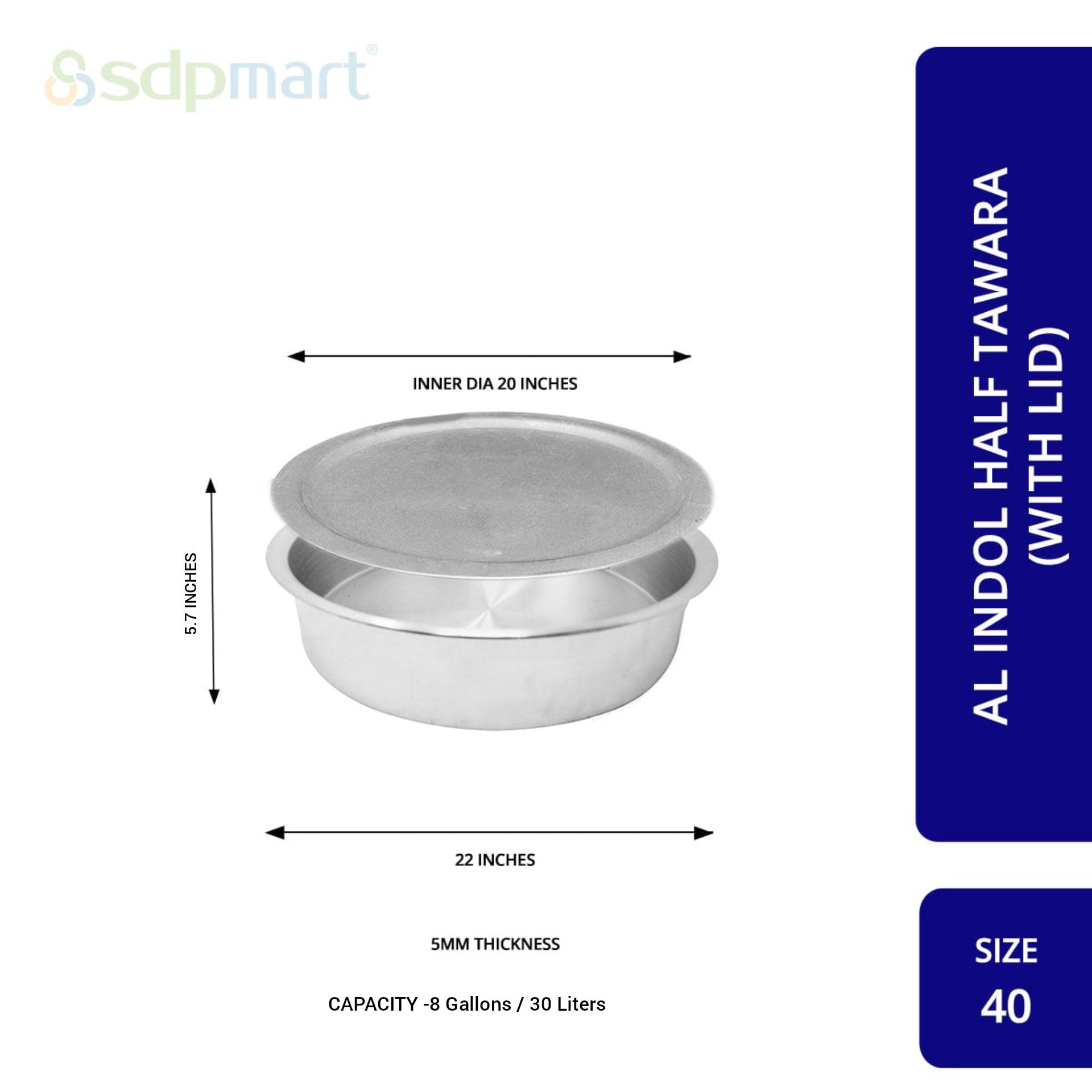 SDPMart Aluminum Half Tawara W-Lid (Biriyani Pot-Hundi)