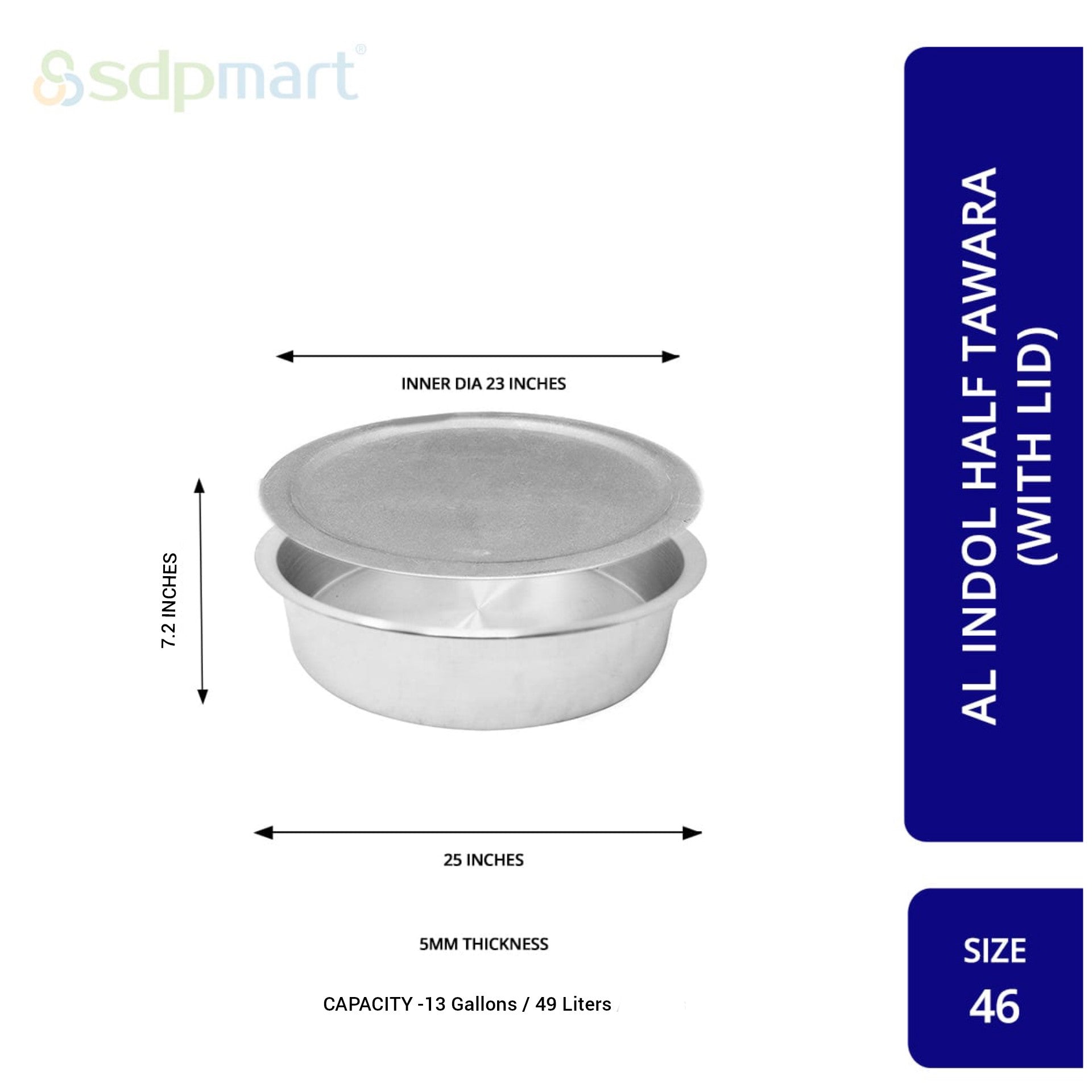 SDPMart Aluminum Half Tawara W-Lid (Biriyani Pot-Hundi)