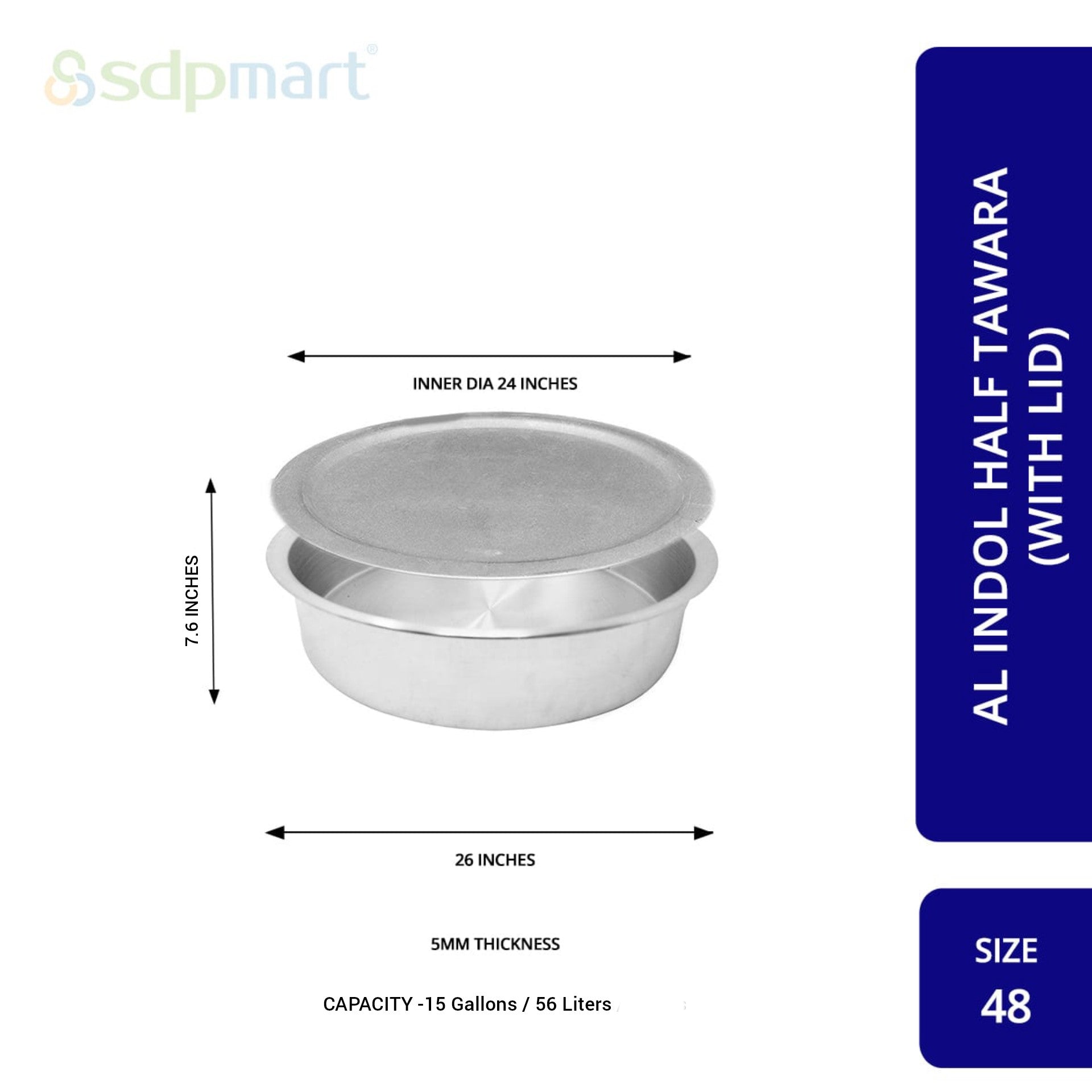 SDPMart Aluminum Half Tawara W-Lid (Biriyani Pot-Hundi)