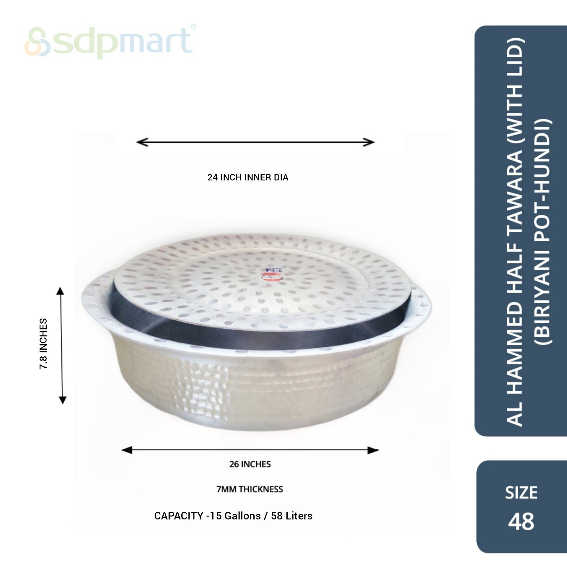 【DRIADE】THALI アルミテーブル ATLANTIDE SDPMart Aluminum Hammed Half Tawara W-Lid (Biriyani Pot-Hundi)