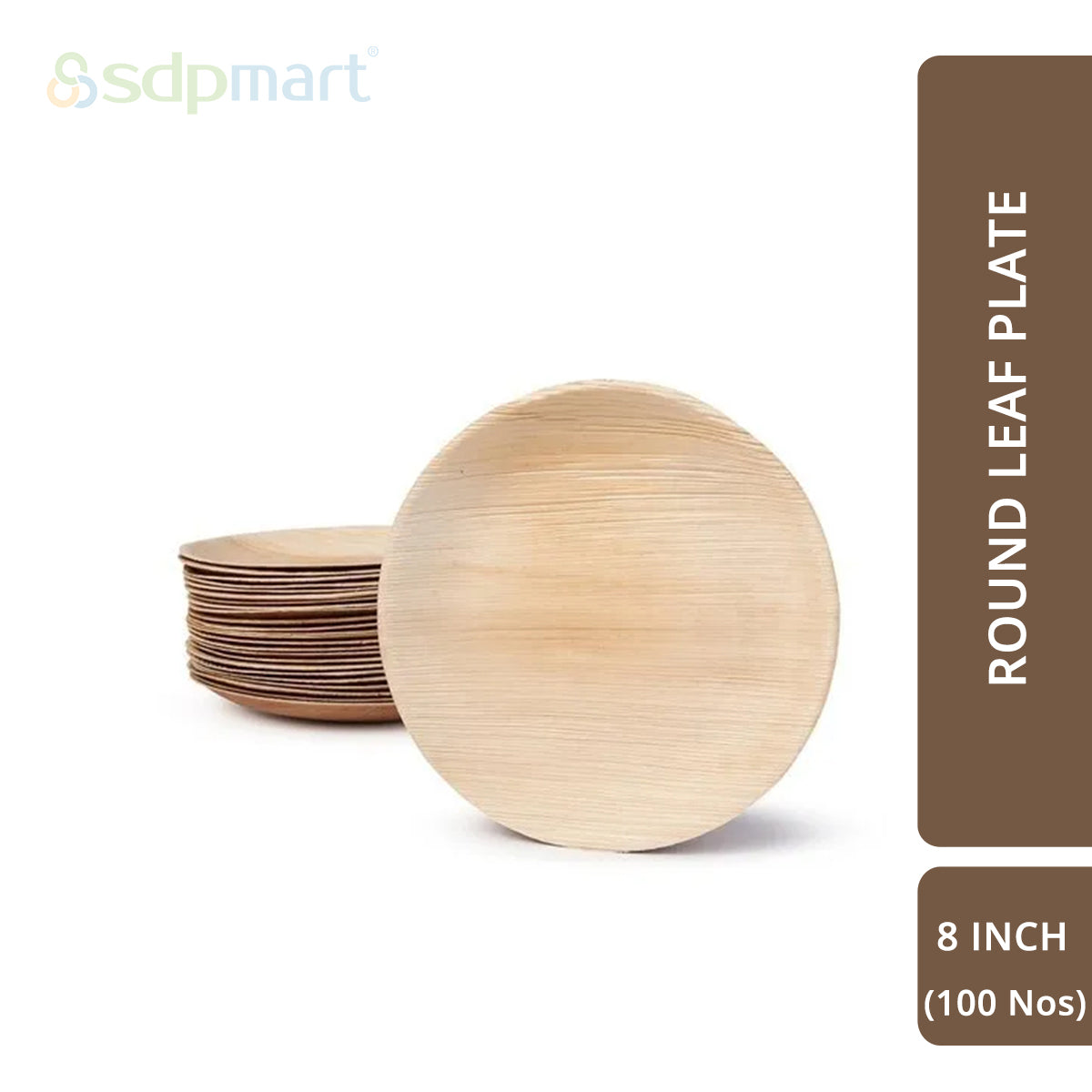 SDPMart Premium Palm Leaf Plate Round 8 INCH (100 Nos)