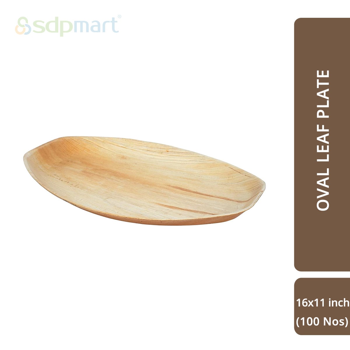 SDPMart Premium Palm Leaf Plate Oval 16x11 INCH (100 Nos)