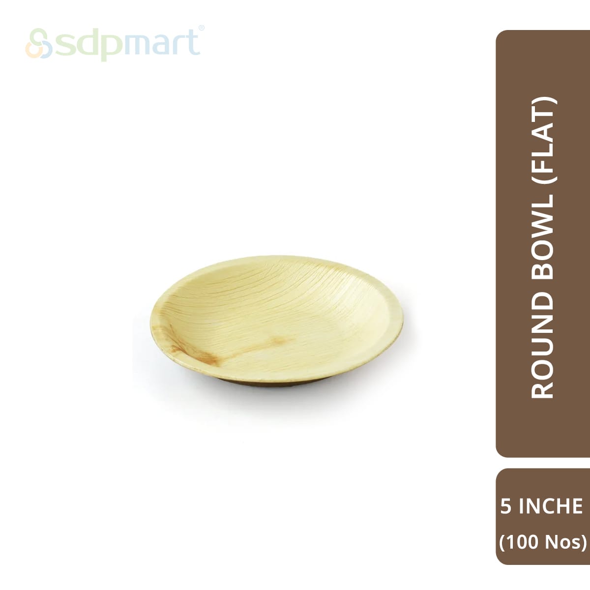 SDPMart Premium Palm Leaf Plate Round Bowl(Flat) 5 INCH (100 Nos)