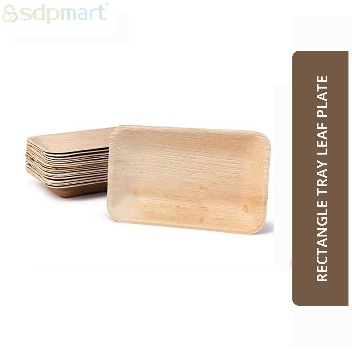 SDPMart Premium Palm Leaf Plate Rectangle Tray 12 INCH (100 Nos)