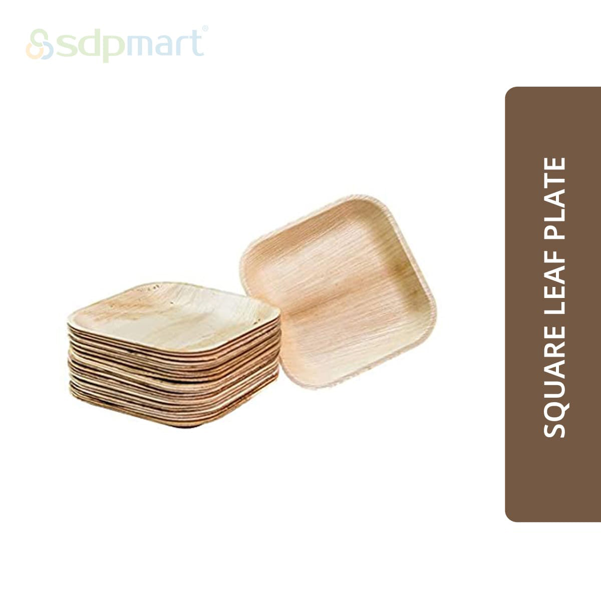 SDPMart Premium Palm Leaf Plate Square 6 INCH (100 Nos)