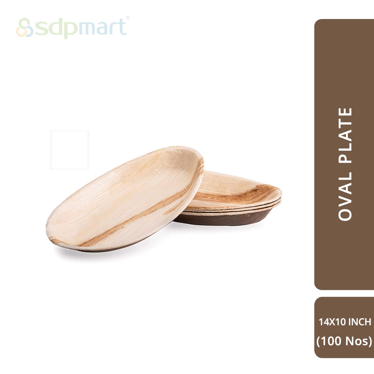 SDPMart Premium Palm Leaf Plate Oval 14X10 INCH (100 Nos)