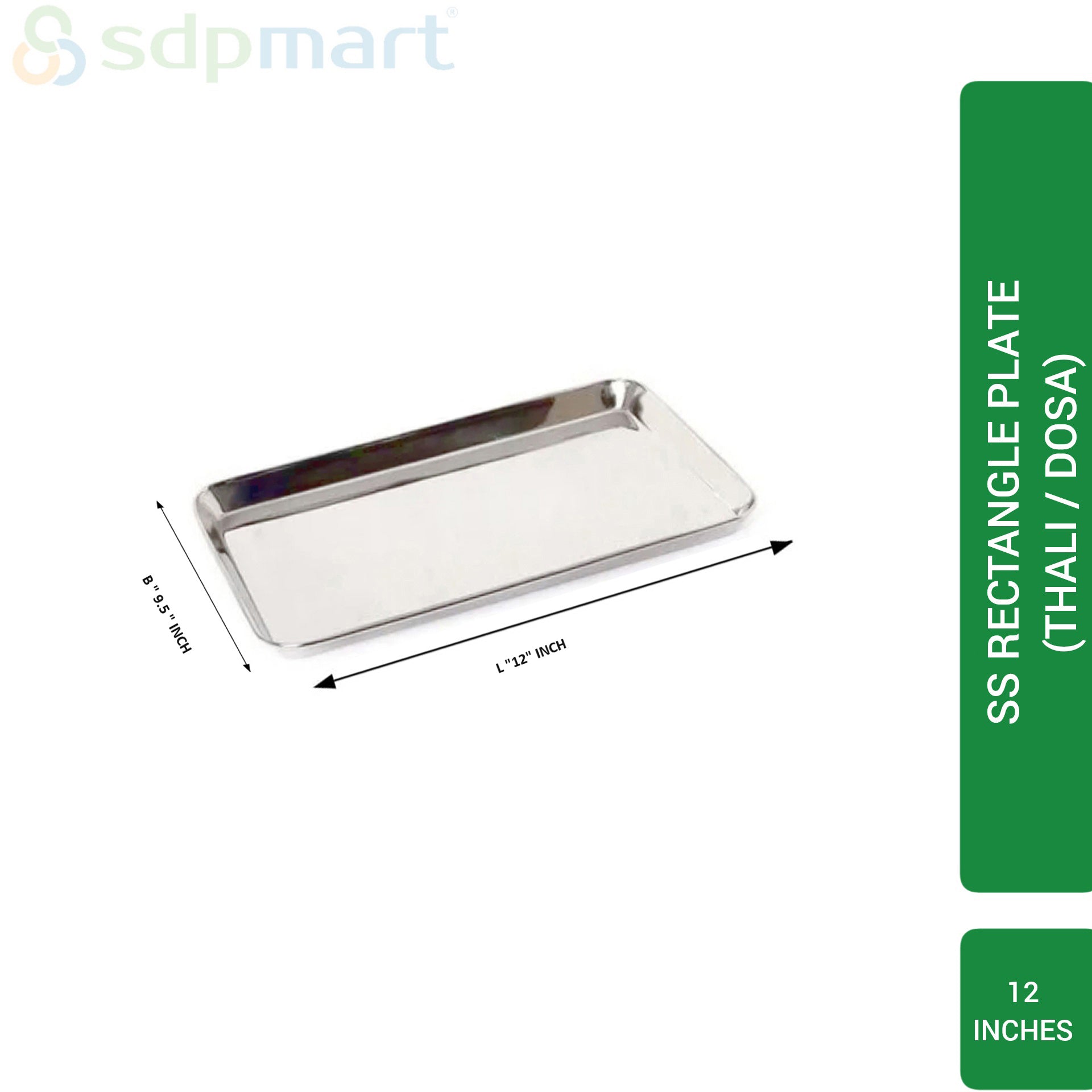 SDPMart SS Rectangle (Thali / Dosa) Plate