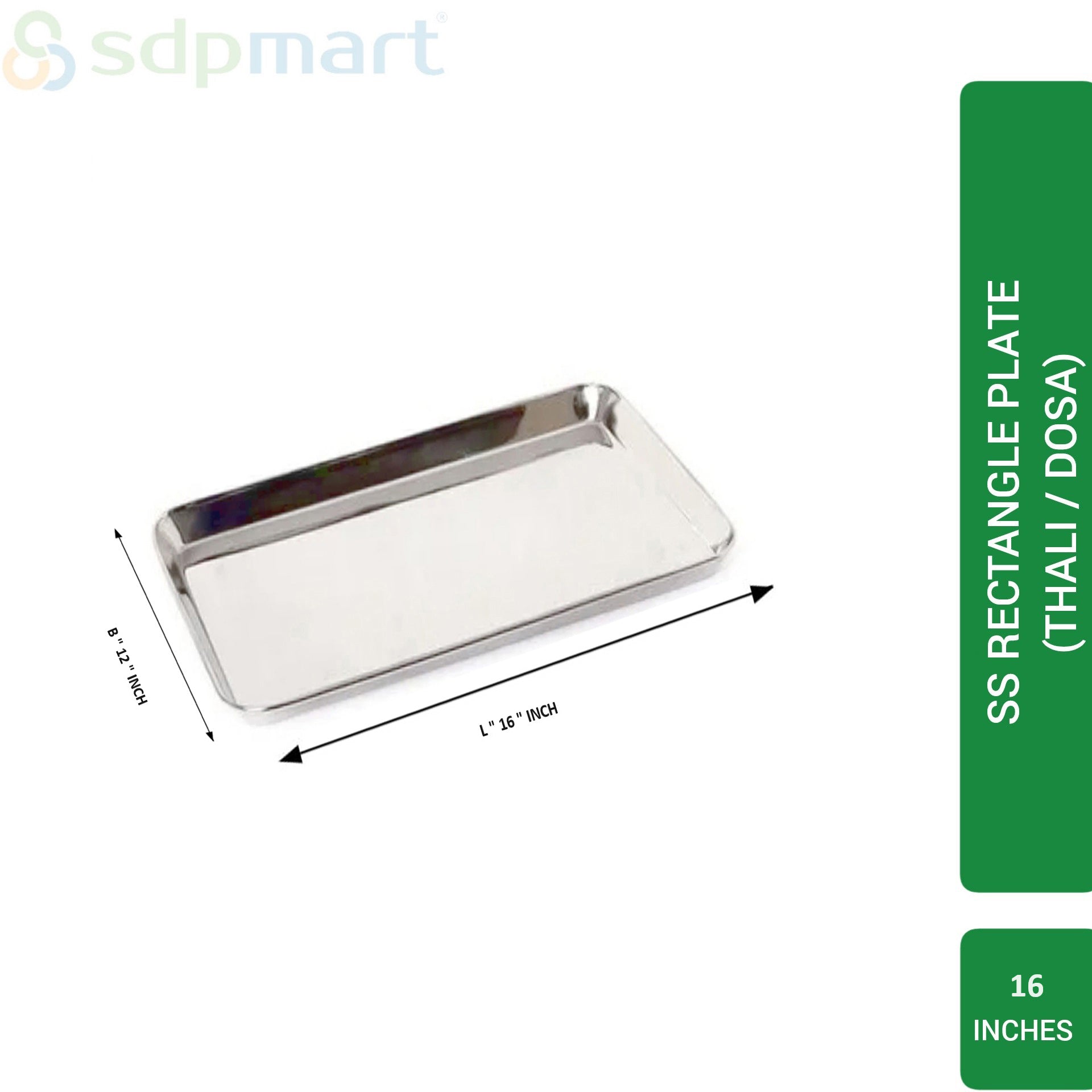 SDPMart SS Rectangle (Thali / Dosa) Plate