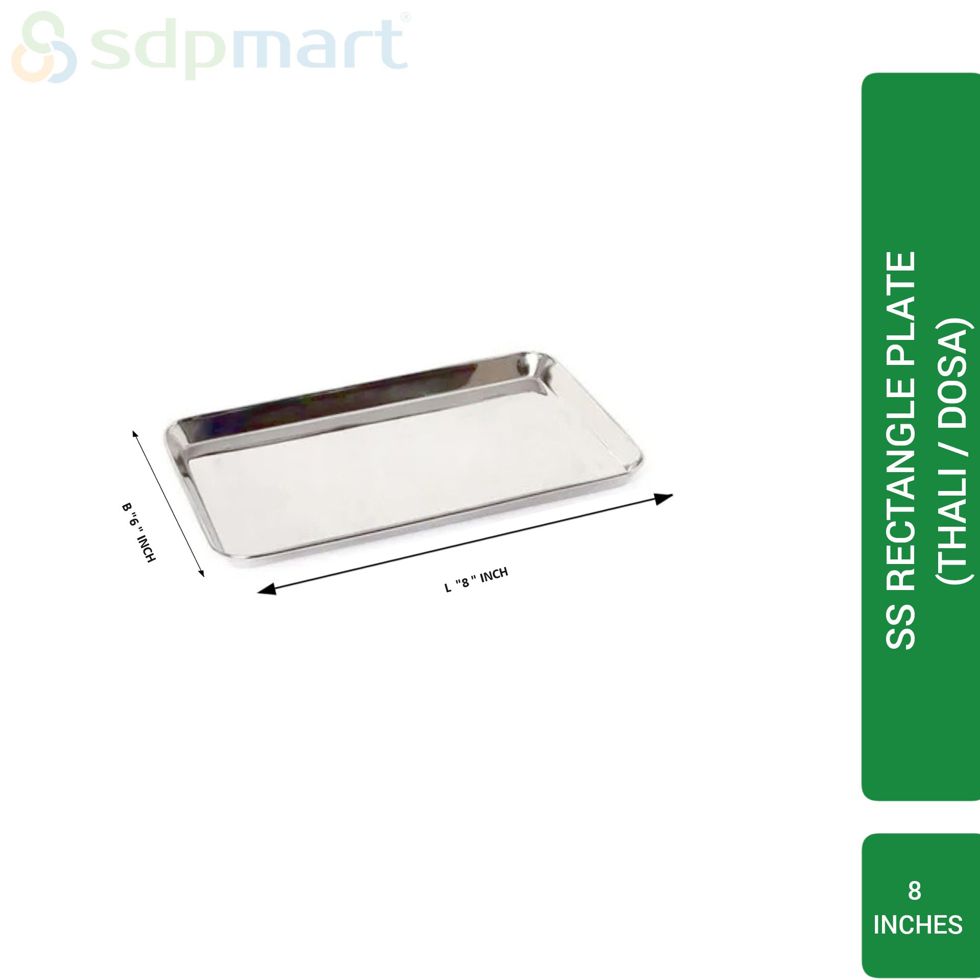 SDPMart SS Rectangle (Thali / Dosa) Plate