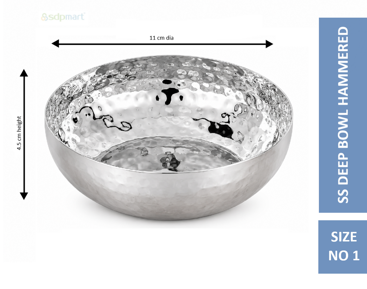 SDPMART SS DEEP BOWL HAMMERED