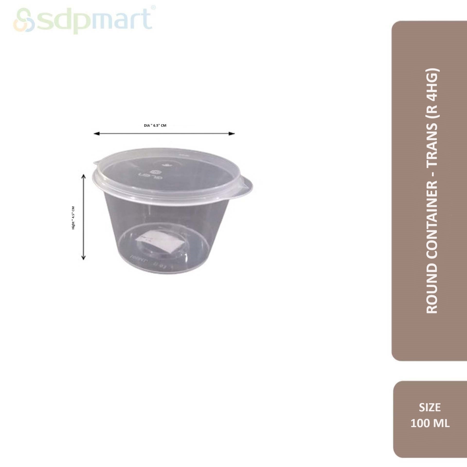 SDPMart Round To Go Box 100ml (4 oz) - Trans R4HG