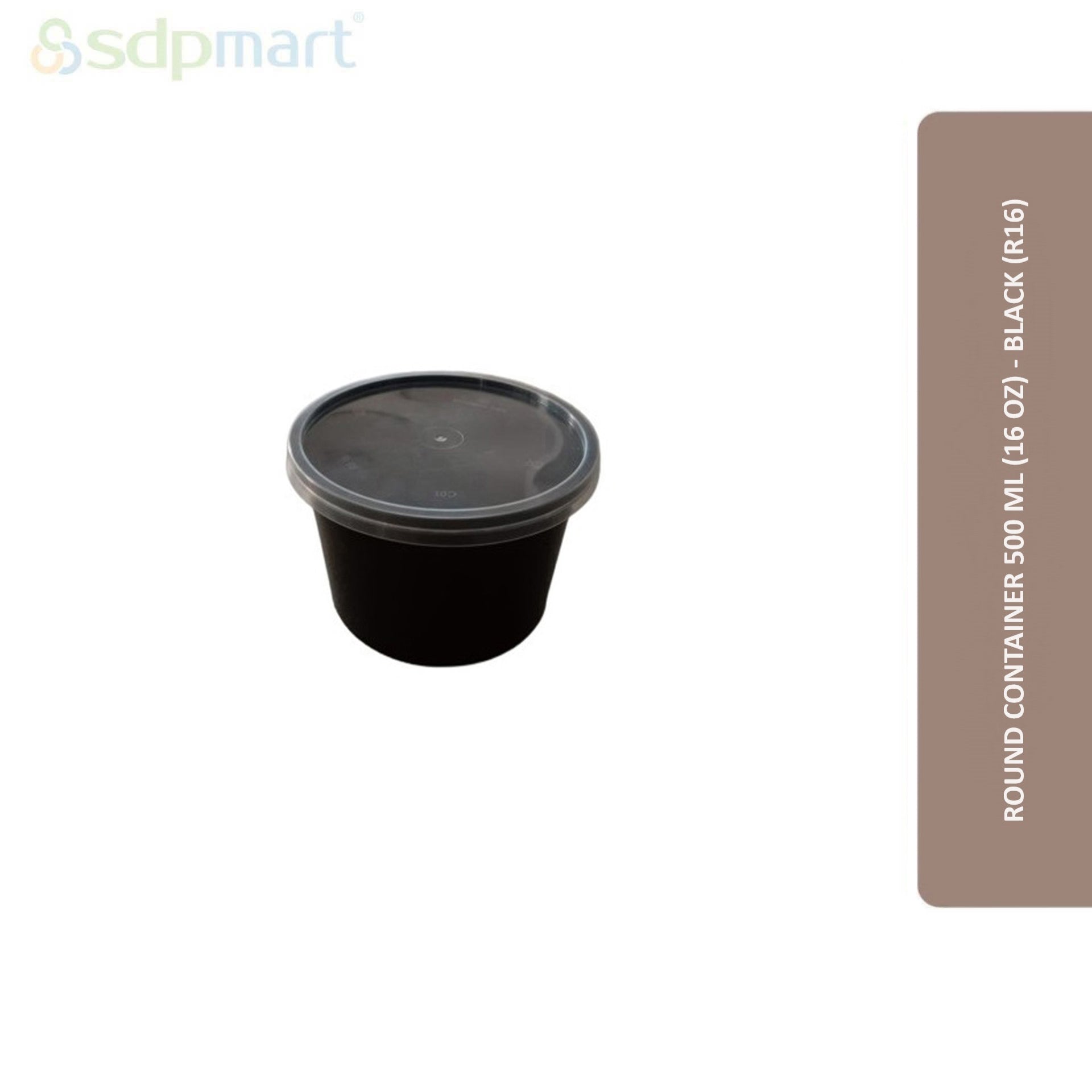 SDPMart Round Container 500 ml (16 oz) - Black R16