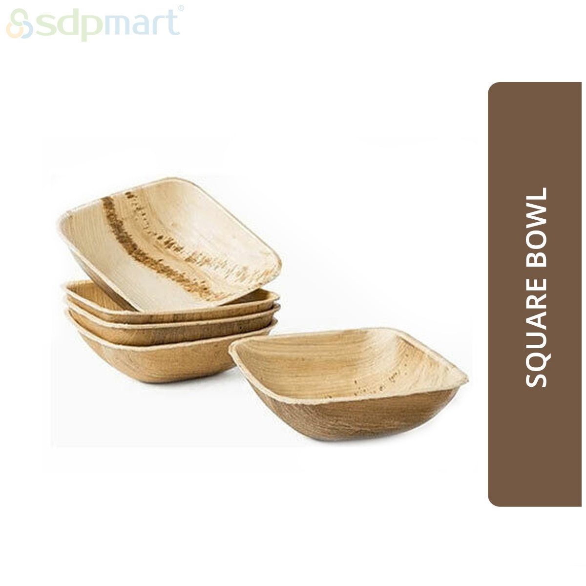 SDPMart Premium Palm Leaf Plate Square Bowl 7 INCH (100 No's)